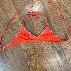 Jcrew coral and pink bikini top